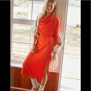 Gorgeous Daily Practice by Anthropologie draped cowl neck midi dress orange